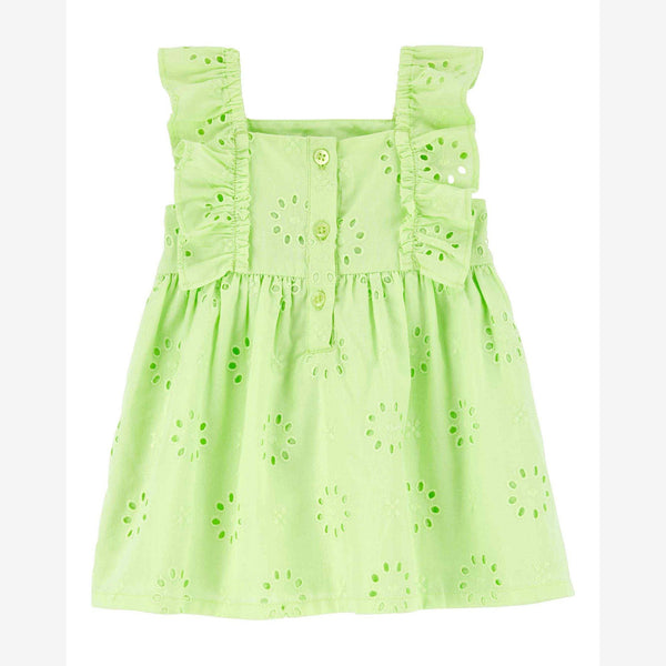 Vestido bebê babados em laise verde | Carter's