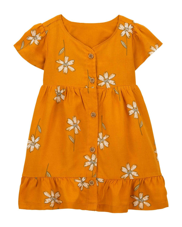 Vestido bebê evasê floral laranja | Carter's