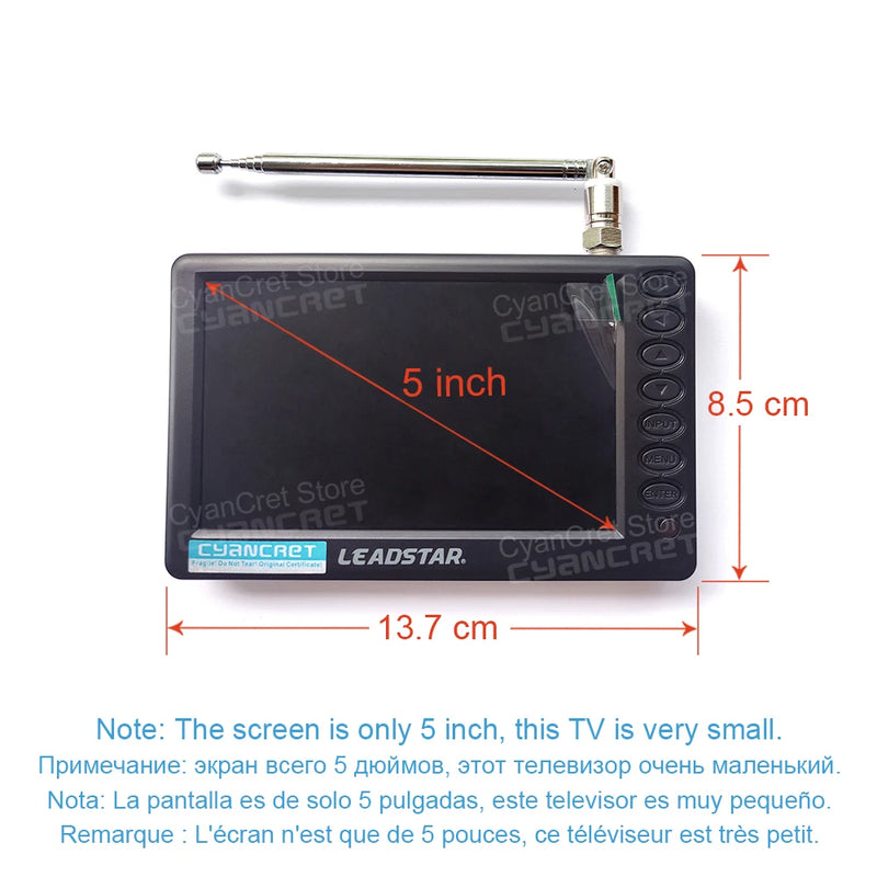 2025 bolso tv d5 5 Polegada DVB-T2 atsc ISDB-T tdt digital e analógico mini pequena televisão do carro portátil tv suporte usb tf ac3