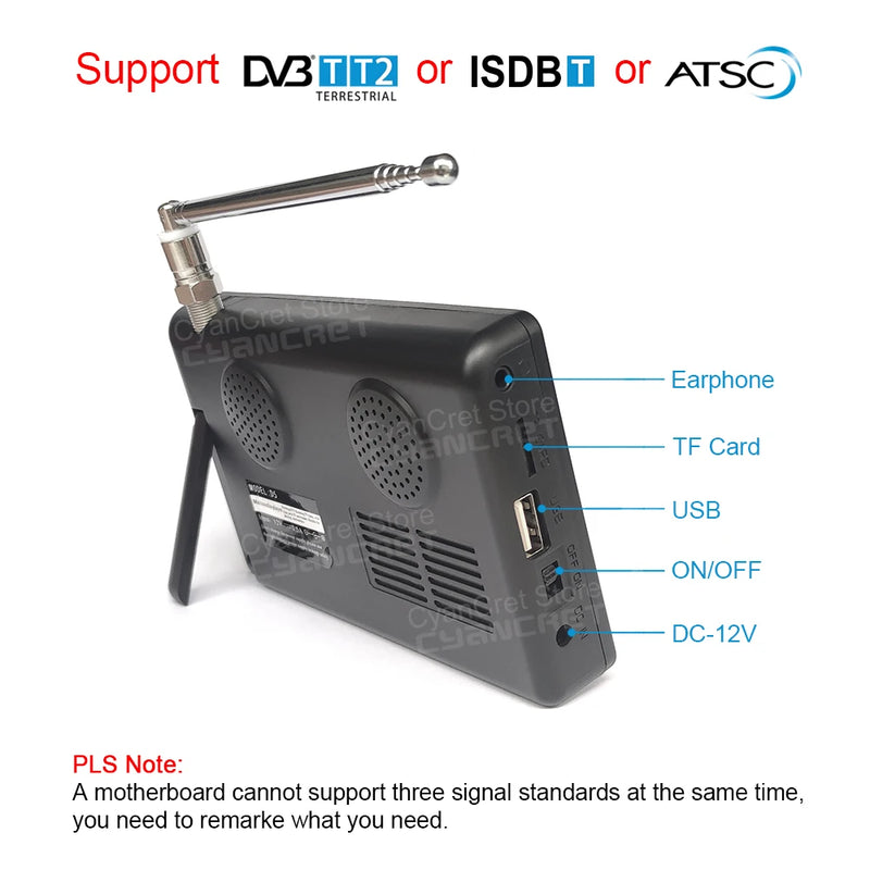 2025 bolso tv d5 5 Polegada DVB-T2 atsc ISDB-T tdt digital e analógico mini pequena televisão do carro portátil tv suporte usb tf ac3