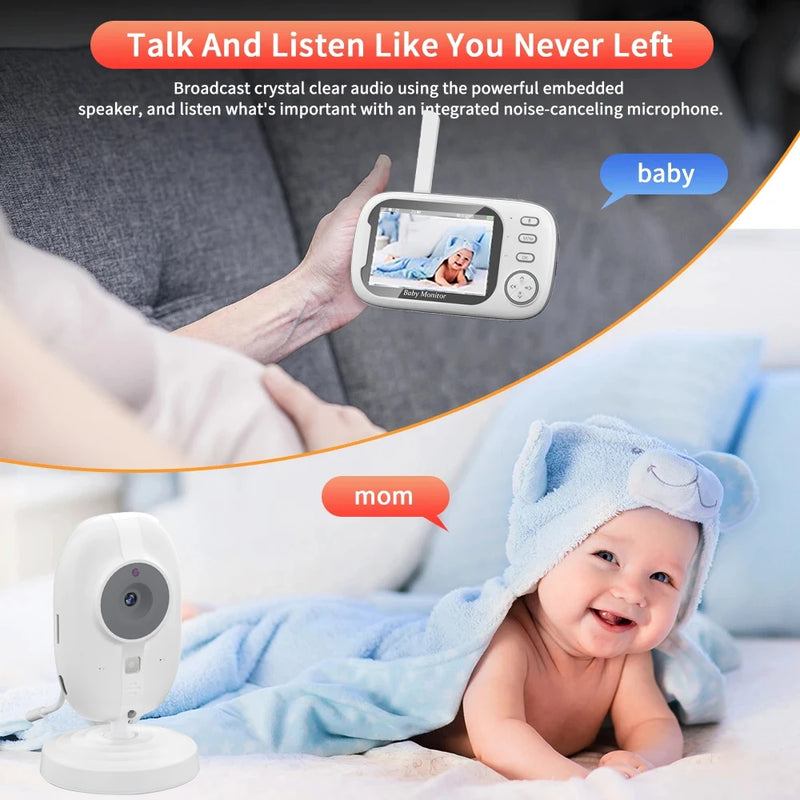 Cdycam-Wireless Video Baby Monitor, Nanny Câmera de Segurança, Visão Noturna, Monitoramento de Temperatura, 2-Way Audio, Novo, 3.5"