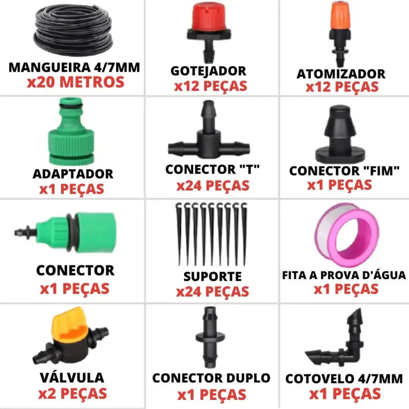 Kit Irrigação automatizada + Manual Instalação (Brinde)