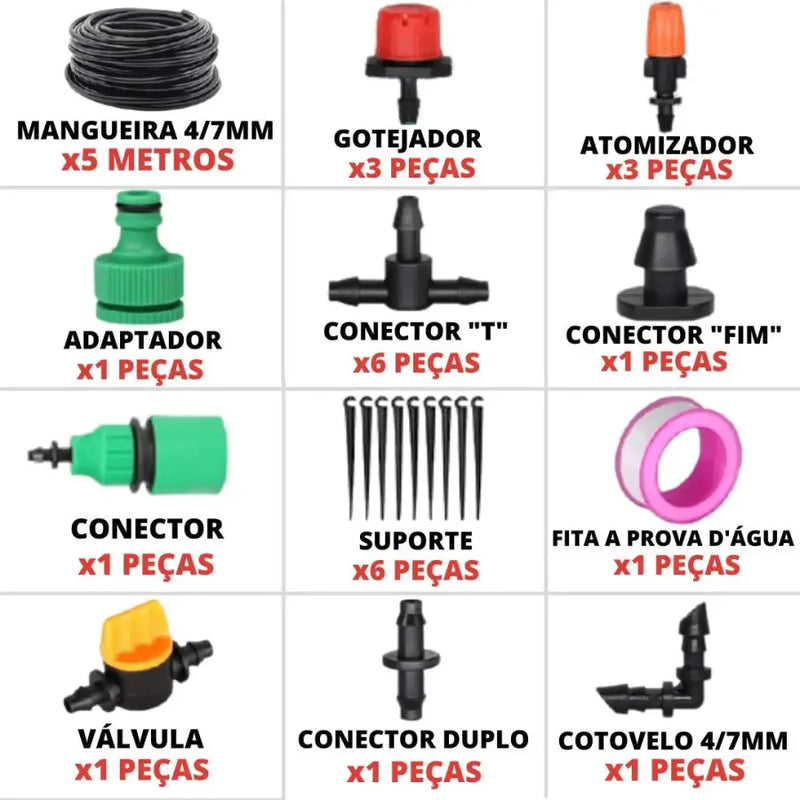 Kit Irrigação automatizada + Manual Instalação (Brinde)