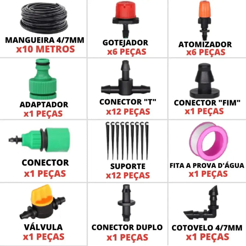 Kit Irrigação automatizada + Manual Instalação (Brinde)