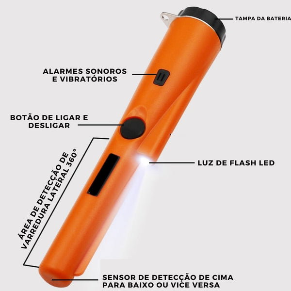 Detector de Metal Profissional - Alta Sensibilidade e Portátil