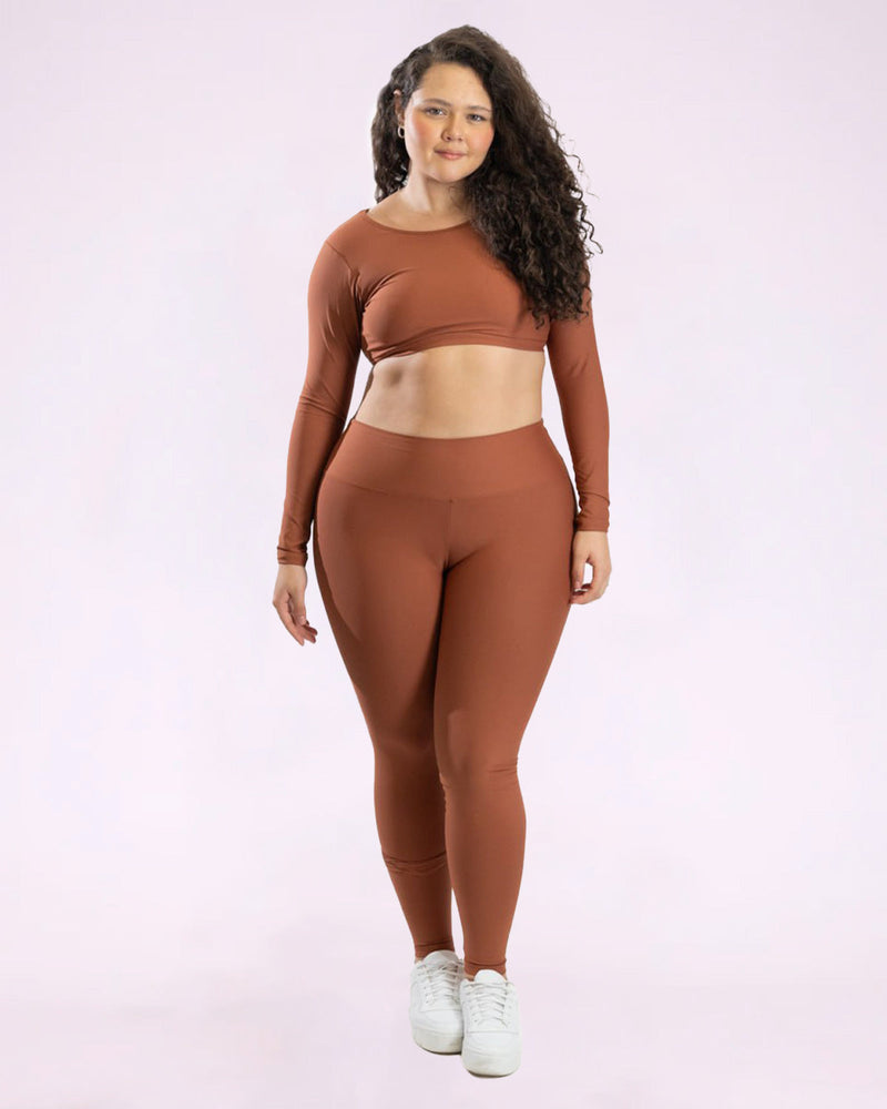 Conjunto Legging Básica Curve Plus Size + Top Manga Longa