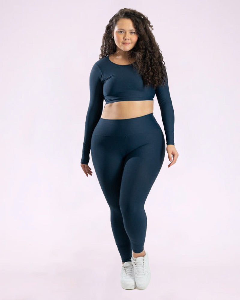 Conjunto Legging Básica Curve Plus Size + Top Manga Longa