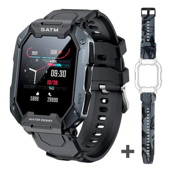 Smartwatch Militar + Pulseira de Brinde