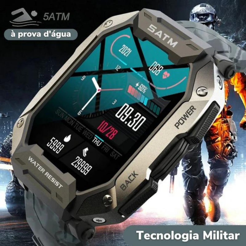 Smartwatch Militar + Pulseira de Brinde